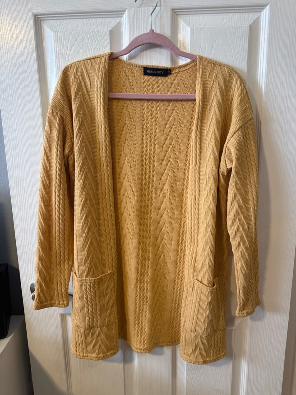Mercer & Reid Mustard Cable Open-Front Cardigan